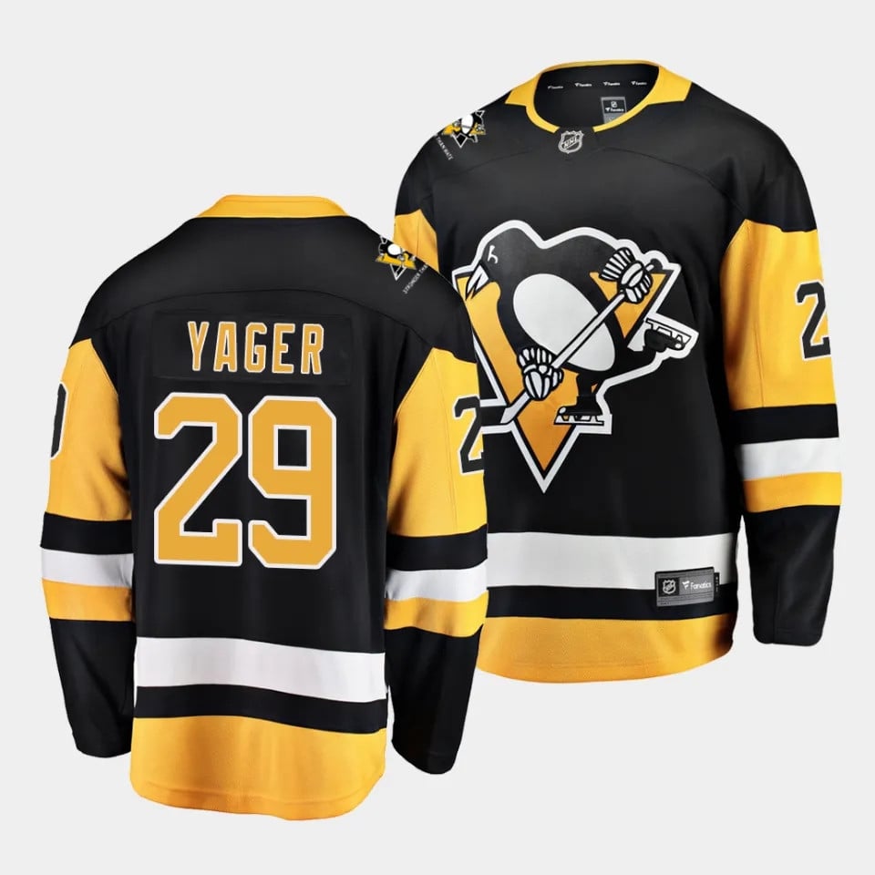 Brayden Yager #29 Pittsburgh Penguins 2023 Draft Home Men Jersey - Black/Yellow - JS509 