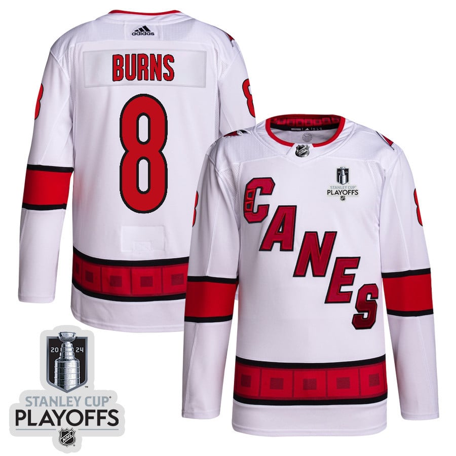 Brent Burns 8 Carolina Hurricanes 2024 NHL Playoffs Patch Away Jersey - Men, White - JS263 