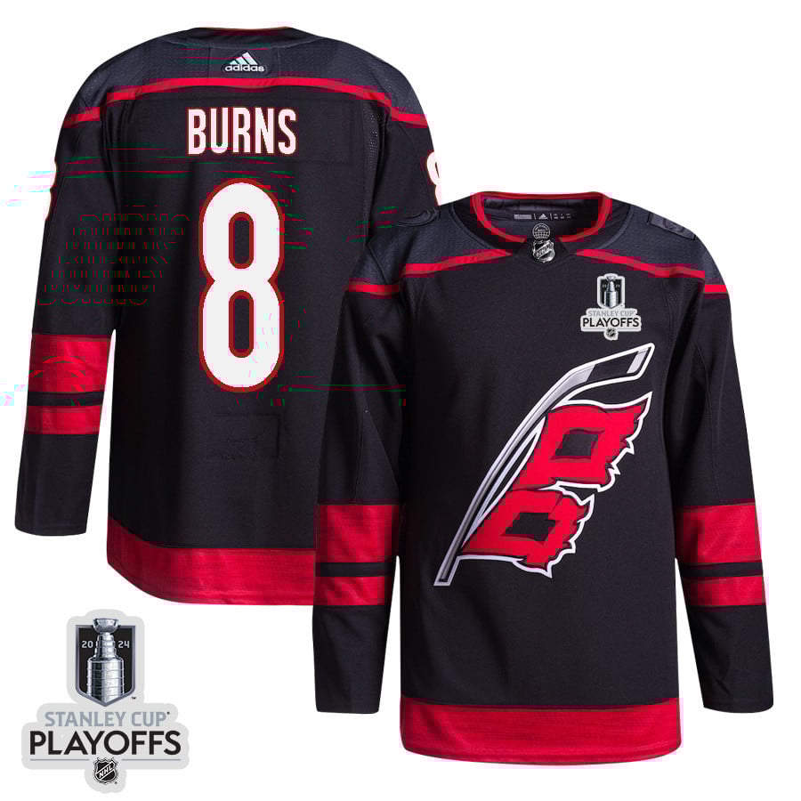 Brent Burns 8 Carolina Hurricanes 2024 NHL Playoffs Patch Home Jersey - Men, Black - JS752 