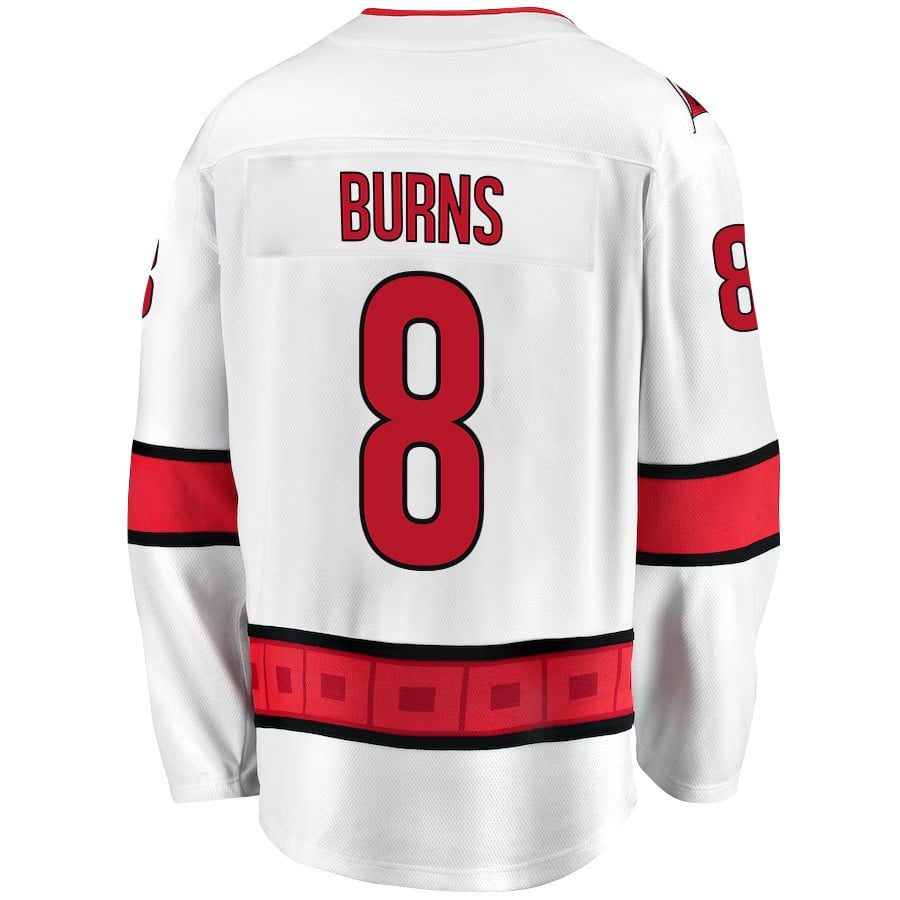 Alternative view of Brent Burns 8 Carolina Hurricanes Stanley Cup 2023 Playoffs Patch Away Breakaway Men Jersey - White - JS908 