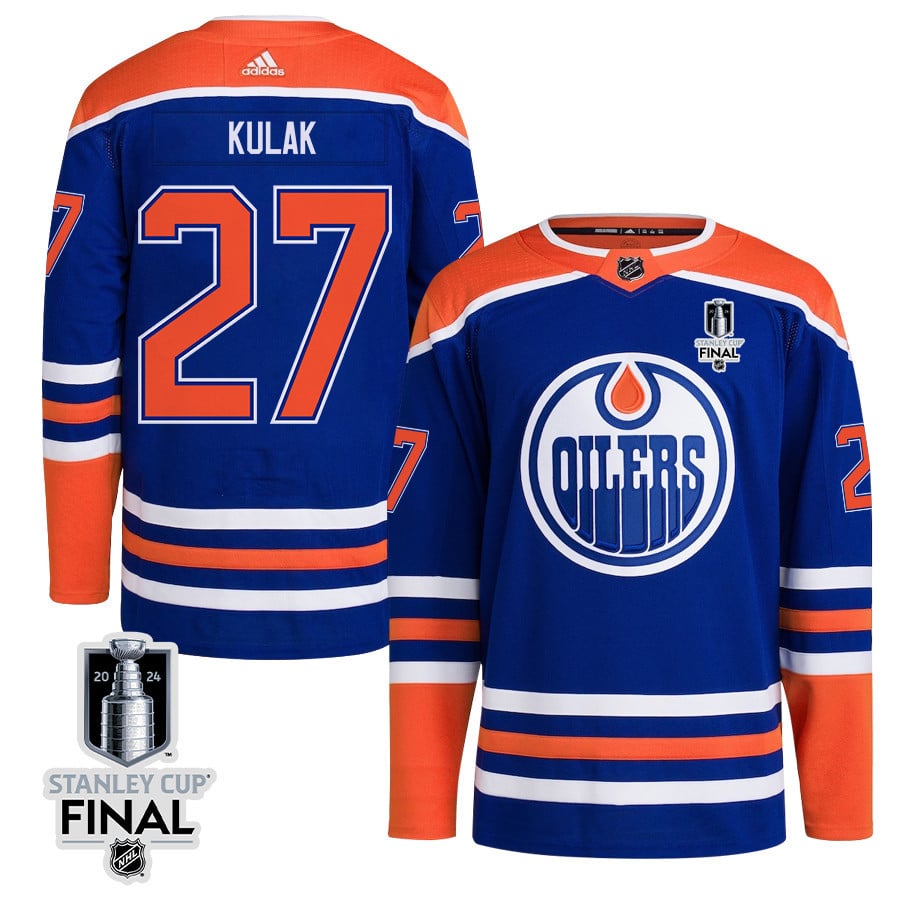 Brett Kulak 27 Edmonton Oilers 2024 STANLEY CUP Final Home Primegreen Jersey - Men, Royal - JS915 