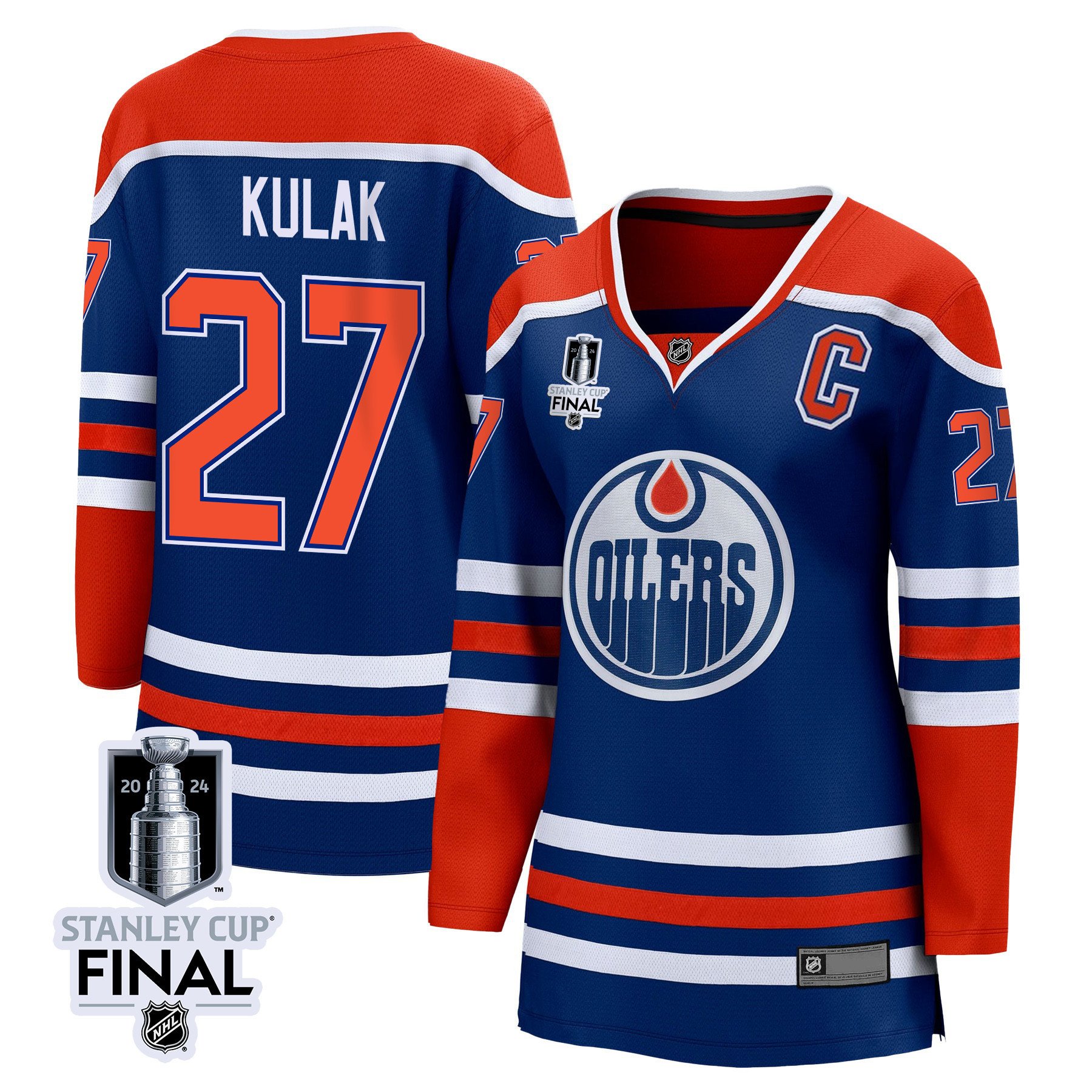 Brett Kulak 27 Edmonton Oilers 2024 STANLEY CUP Final Women's Home Jersey - Royal - JS409 