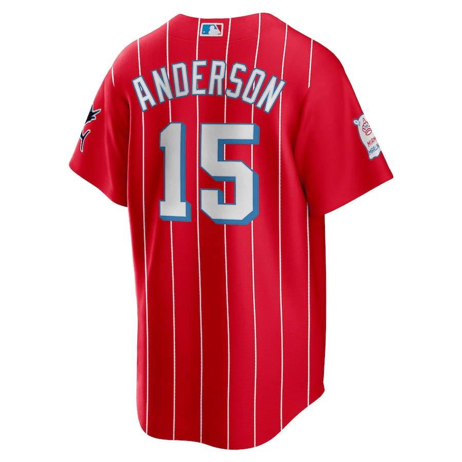 Alternative view of Brian Anderson 15 Miami Marlins City Connect Team Men Jersey - Red 