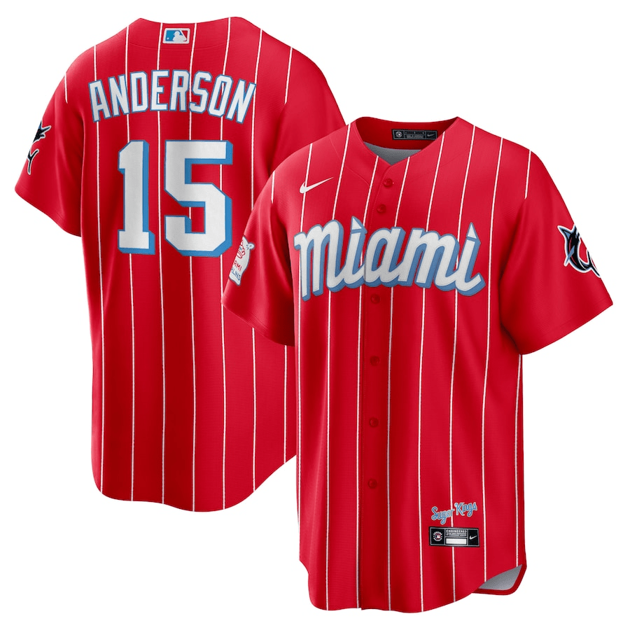 Brian Anderson 15 Miami Marlins City Connect Team Men Jersey - Red 