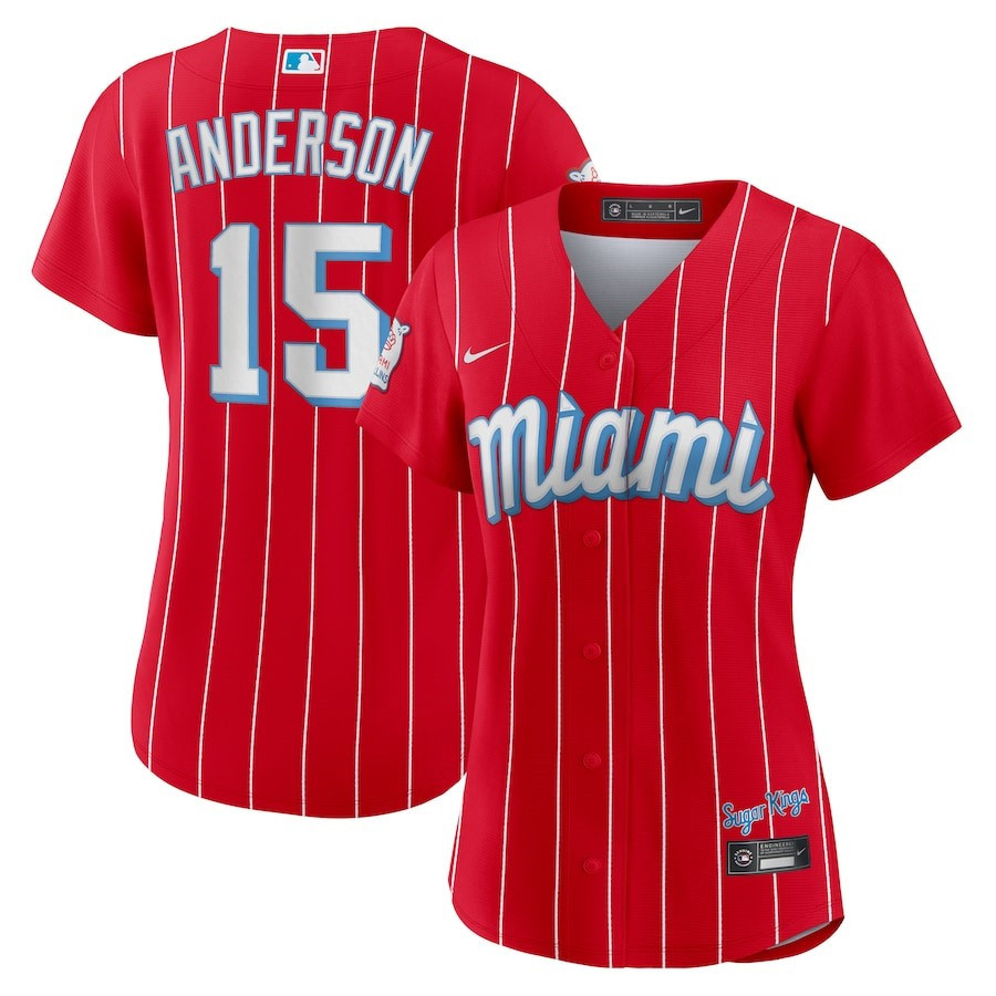 Brian Anderson 15 Miami Marlins Women's City Connect Player Jersey - Red 