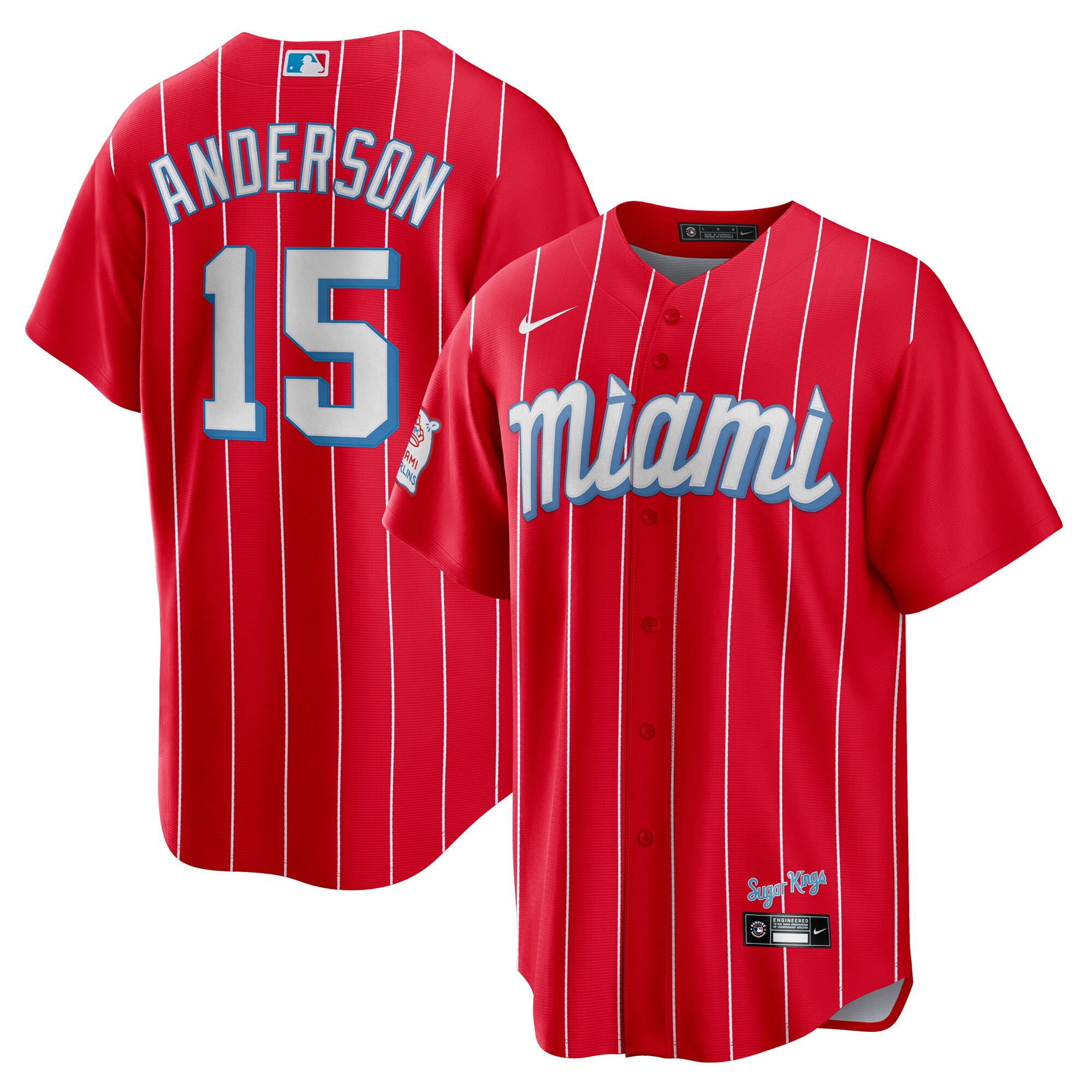 Alternative view of Brian Anderson Miami Marlins City Connect Replica Player Jersey – Red
