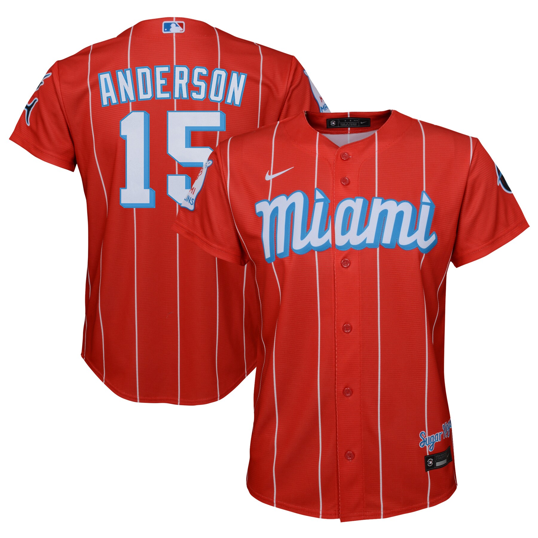 Alternative view of Brian Anderson Miami Marlins Youth City Connect Replica Player Jersey - Red