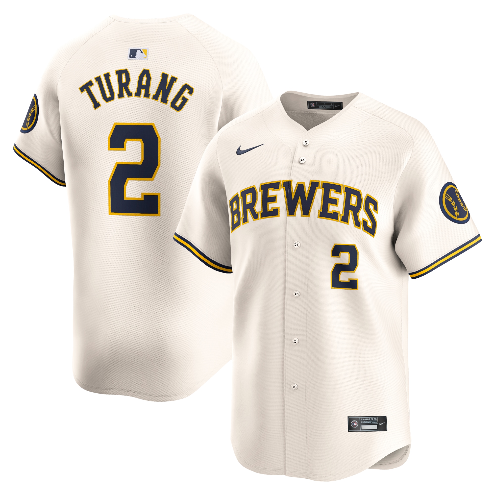 Brice Turang Milwaukee Brewers Home Limited Player Jersey - Cream