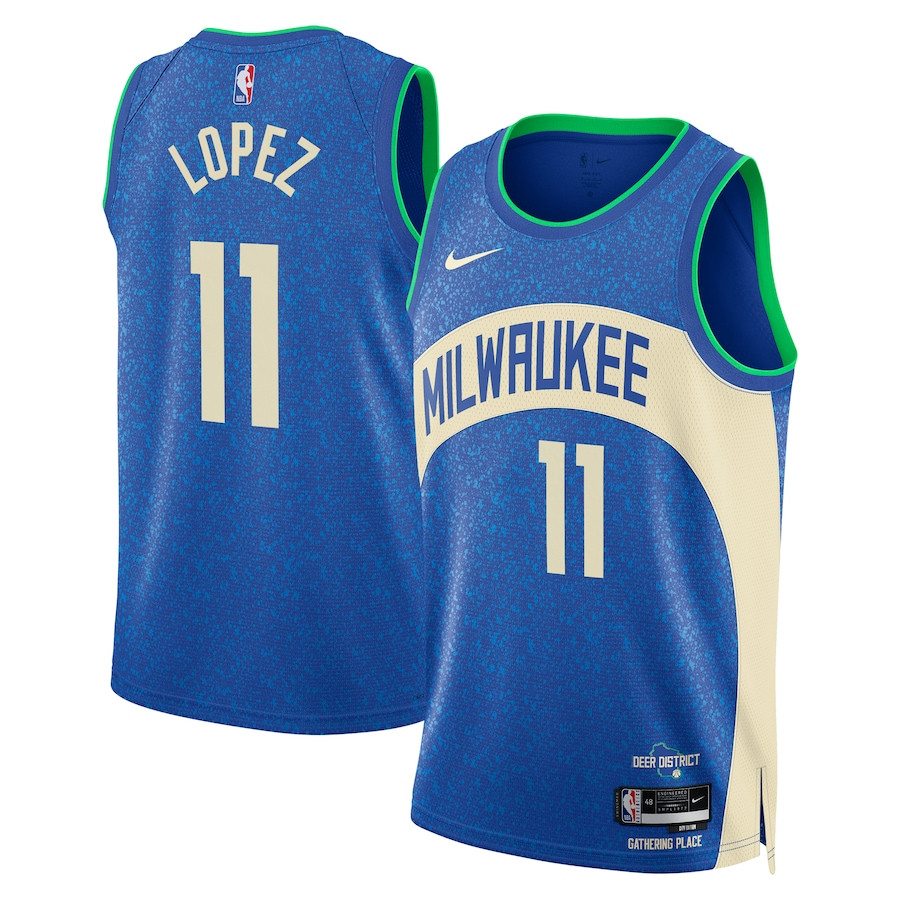 Brook Lopez 11 Milwaukee Bucks 2023/24 City Edition Swingman Jersey - Royal - JS913 