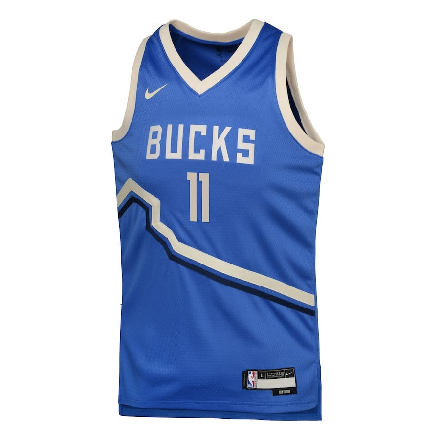 Alternative view of Brook Lopez 11 Milwaukee Bucks 2024/25 Swingman Player YOUTH Jersey - City Edition - Royal - JS391 