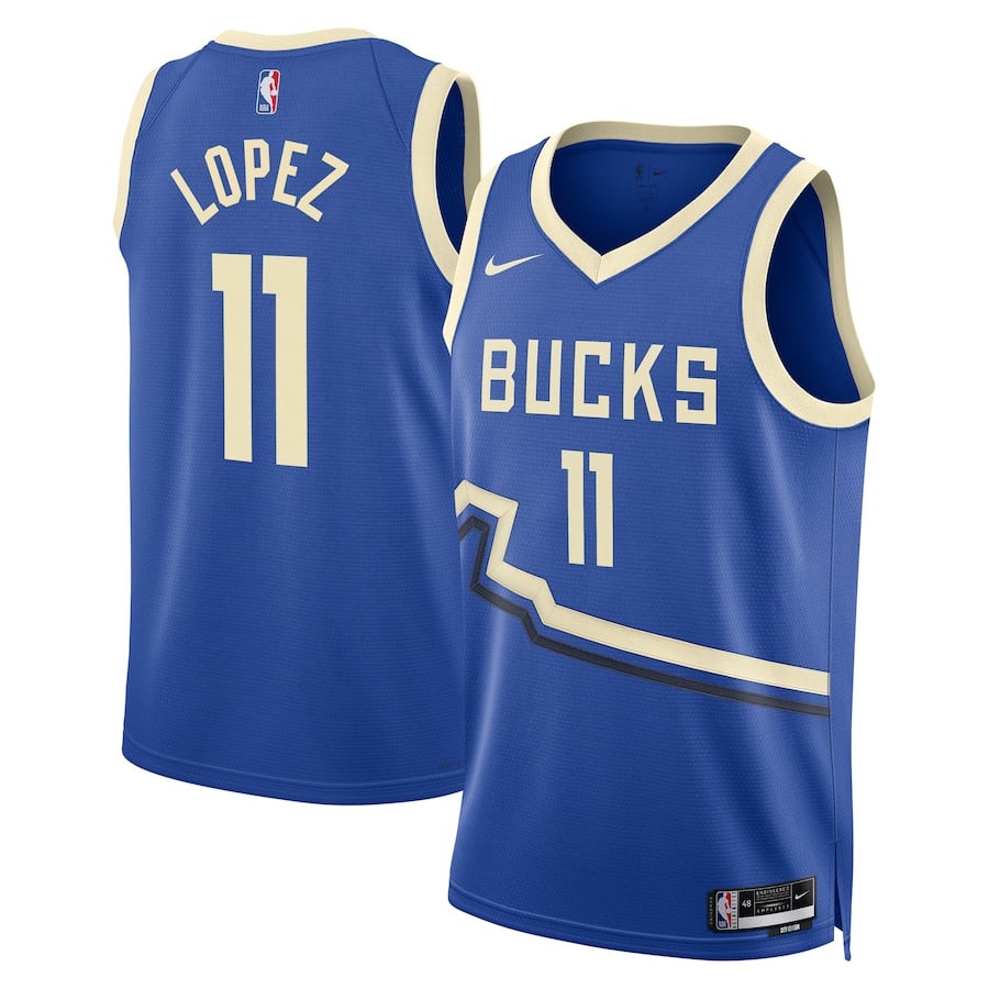 Brook Lopez 11 Milwaukee Bucks Unisex 2024/25 Swingman Player Jersey - City Edition - Royal - JS620 