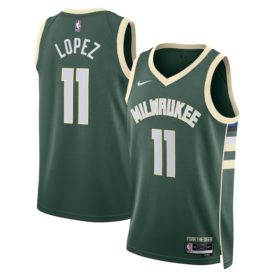 Brook Lopez 11 Milwaukee Bucks Unisex Swingman Jersey - Icon Edition - Hunter Green - JS943 