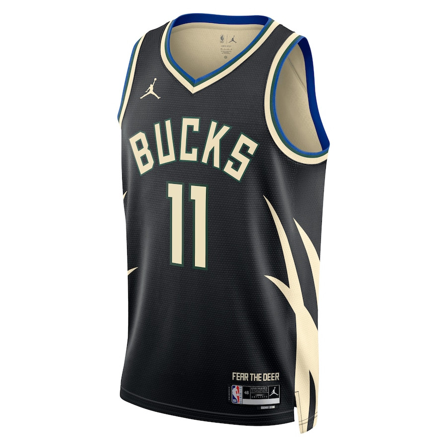 Alternative view of Brook Lopez 11 Milwaukee Bucks Unisex Swingman Jersey - Statement Edition - Black - JS986 