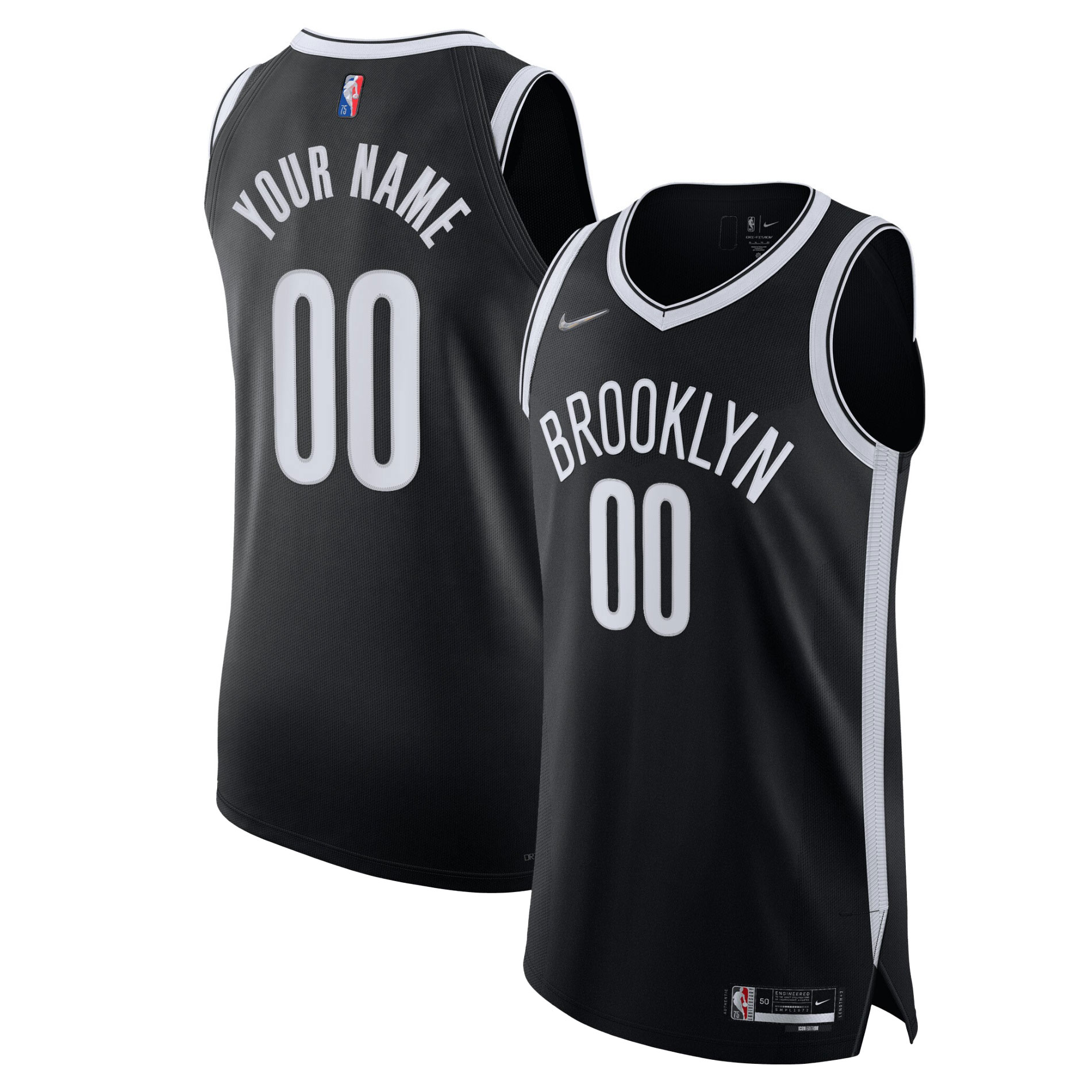 Brooklyn Nets 2021/22 Diamond Authentic Custom Jersey - Icon Edition - Black