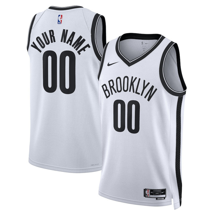 Brooklyn Nets 2023/24 Association Swingman Custom Men Jersey - White - JS111 