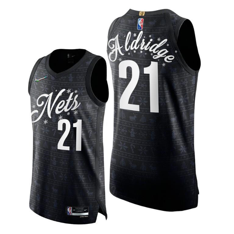Brooklyn Nets 21 LaMarcus Aldridge Black Christmas Eve Jersey 75th Anniversary - Men Jersey - JS170 