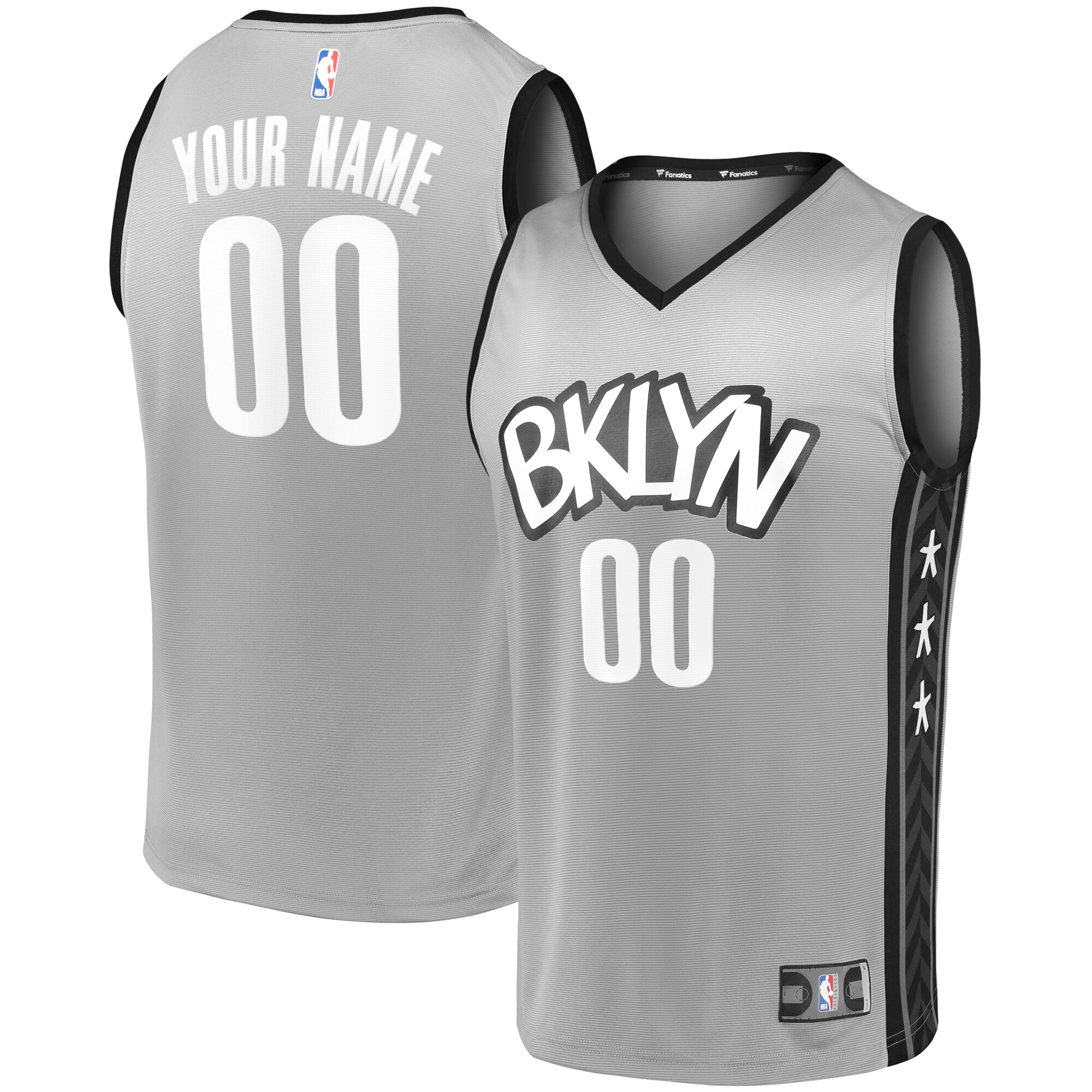 Brooklyn Nets Fanatics Fast Break Replica Custom Jersey Gray - Statement Edition
