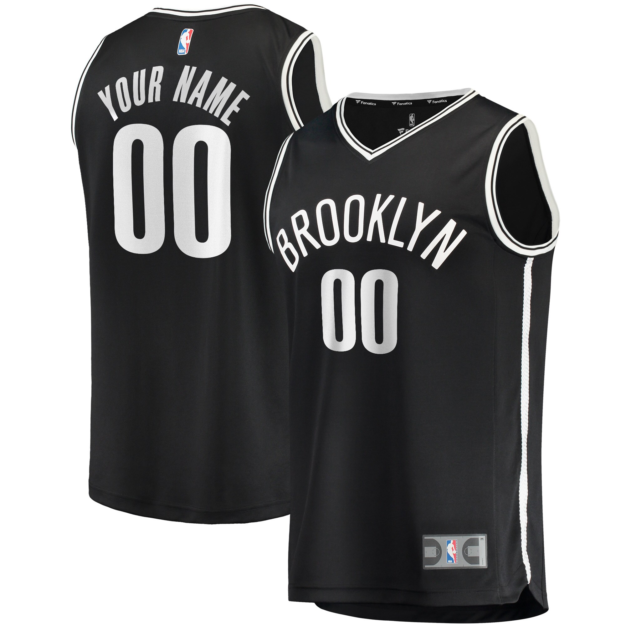 Brooklyn Nets Fanatics Youth Fast Break Custom Replica Jersey Black - Icon Edition