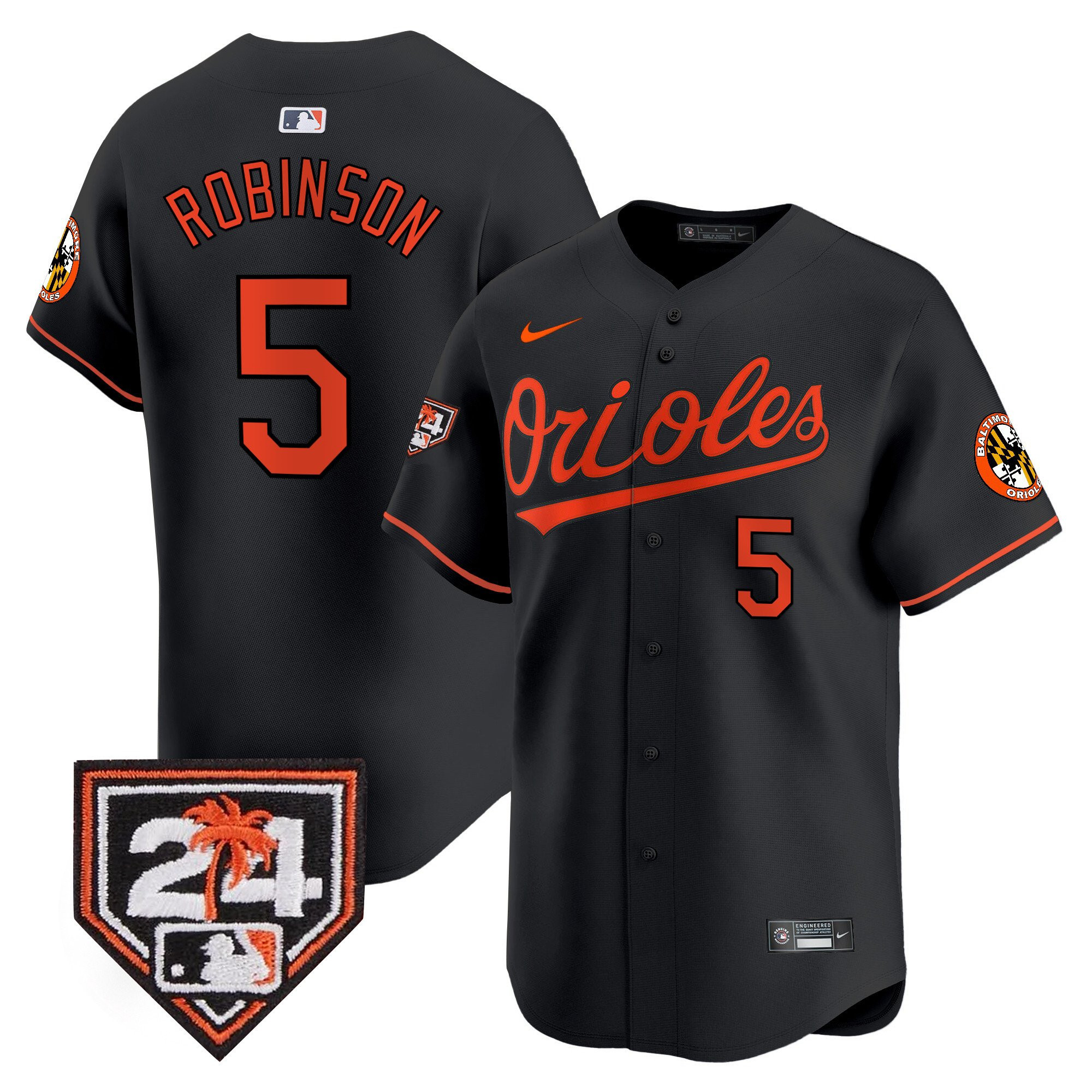 Brooks Robinson 5 Baltimore Orioles 2024 Spring Training Patch Men Jersey - Black