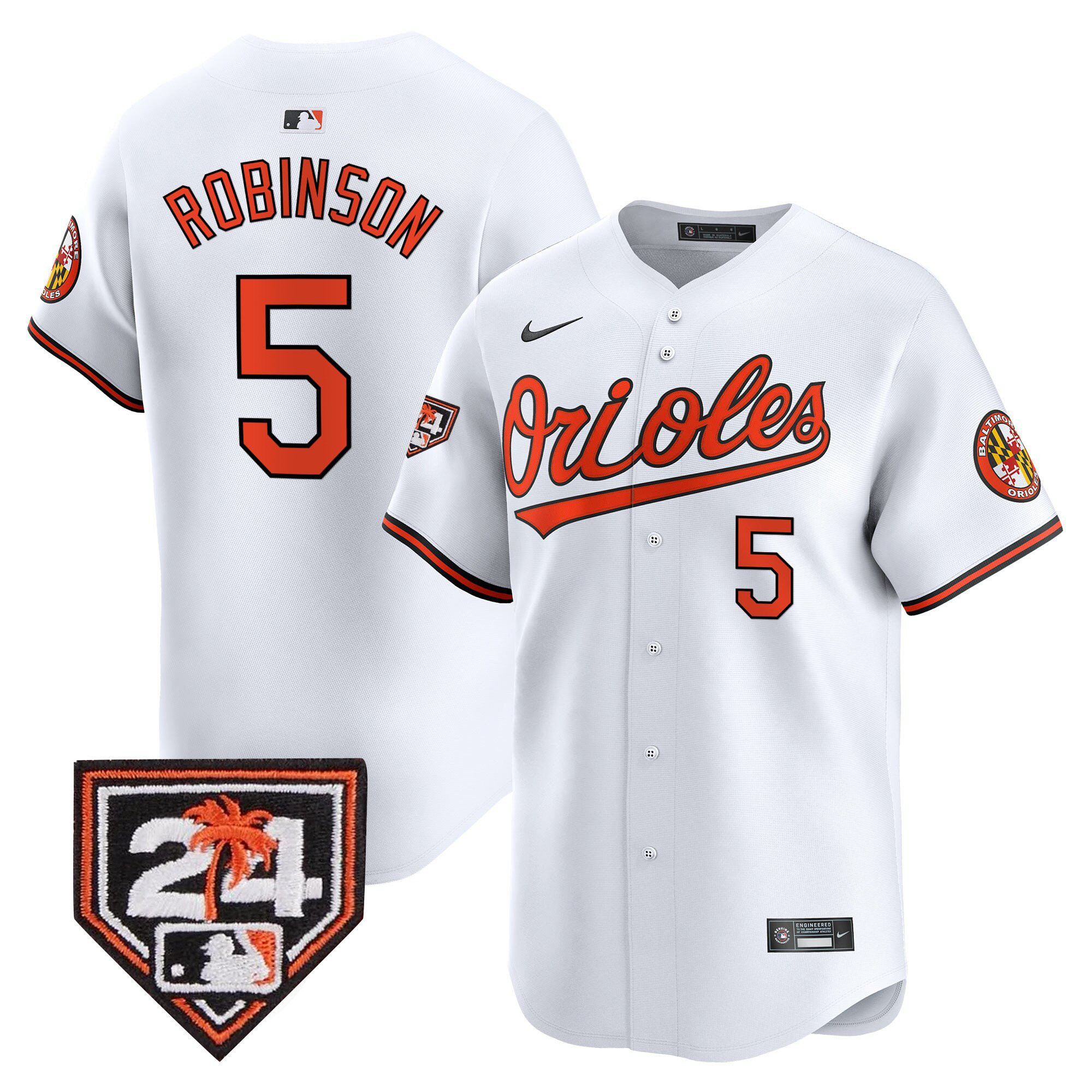 Brooks Robinson 5 Baltimore Orioles 2024 Spring Training Patch Men Jersey - White