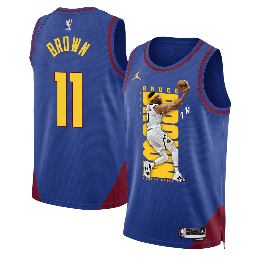 Bruce Brown 11 Denver Nuggets Playing Style 2023 NBA Champions Swingman Jersey - Blue - JS761 