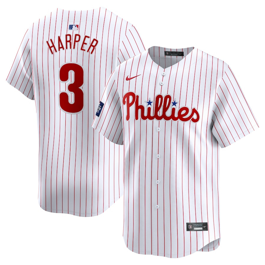 Bryce Harper 3 Philadelphia Phillies 2024 MLB World Tour London Series Home Limited Player Men Jersey - White 
