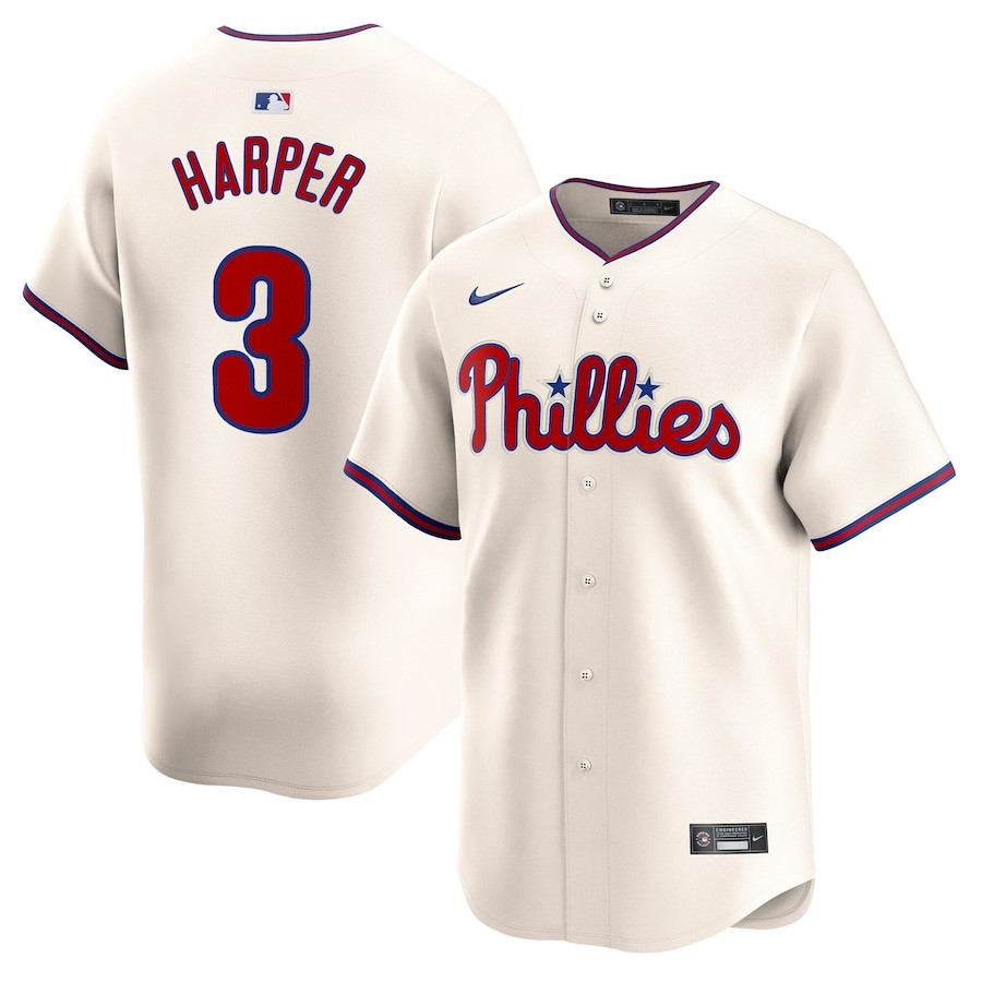 Bryce Harper 3 Philadelphia Phillies 3rd Alternate Limited Player Men Jersey - Cream 