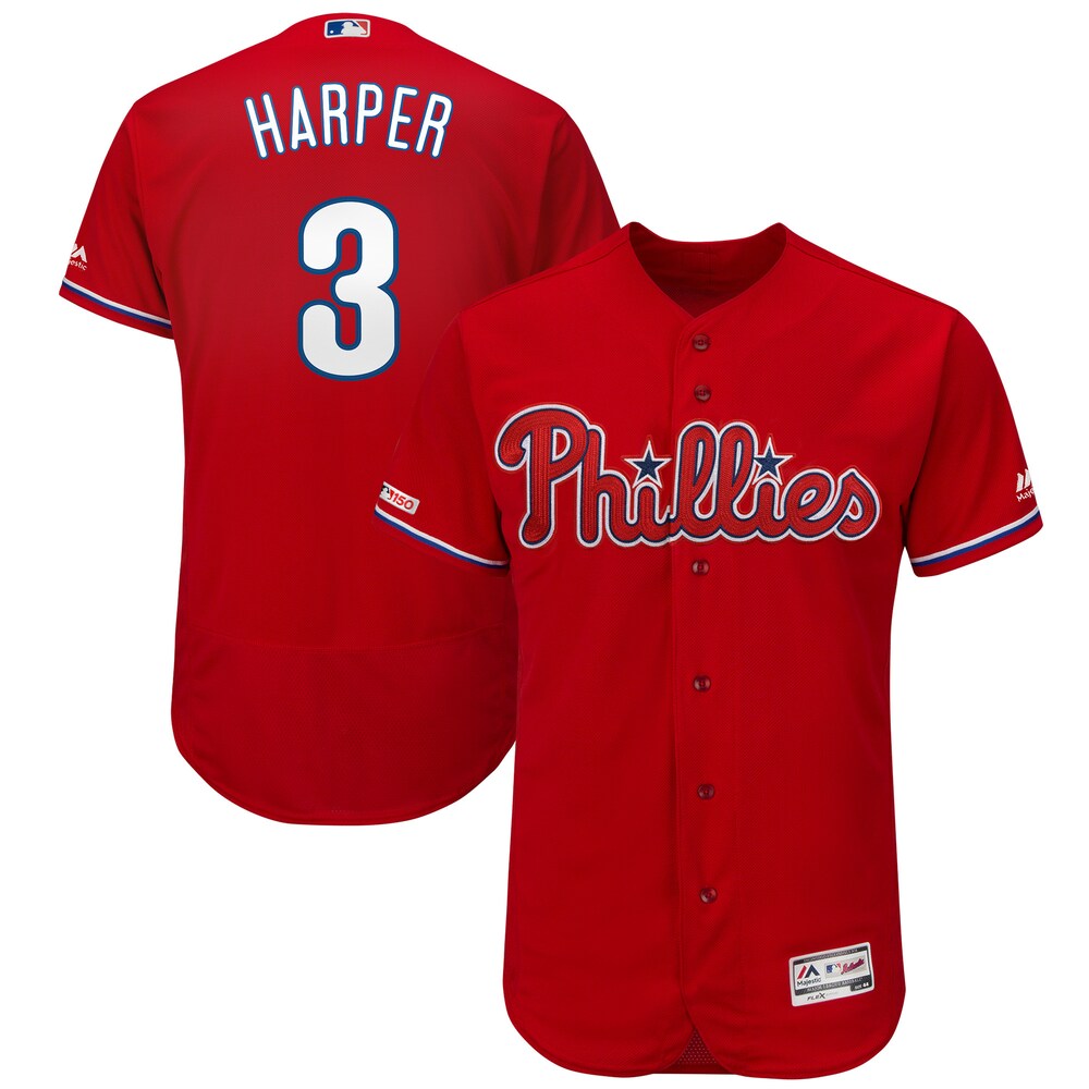 Bryce Harper Philadelphia Phillies Majestic Alternate Flex Base Collection Player Jersey - Scarlet