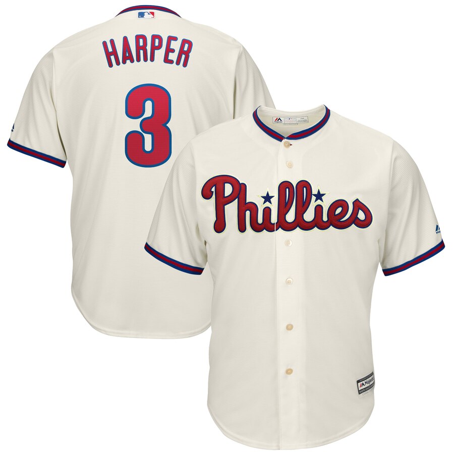Bryce Harper Philadelphia Phillies Majestic Alternate Official Cool Base Player Jersey – Cream