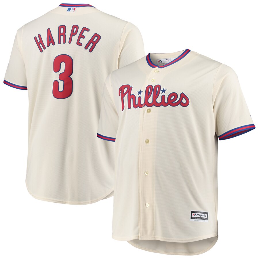 Bryce Harper Philadelphia Phillies Majestic Big And Tall Alternate Cool Base Player Jersey - Cream