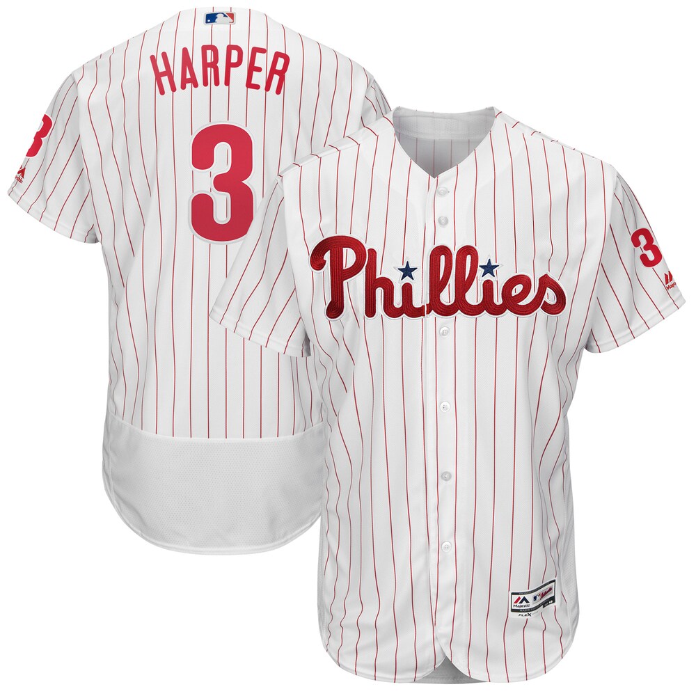 Bryce Harper Philadelphia Phillies Majestic Home Flex Base Collection Player Jersey - White/scarlet