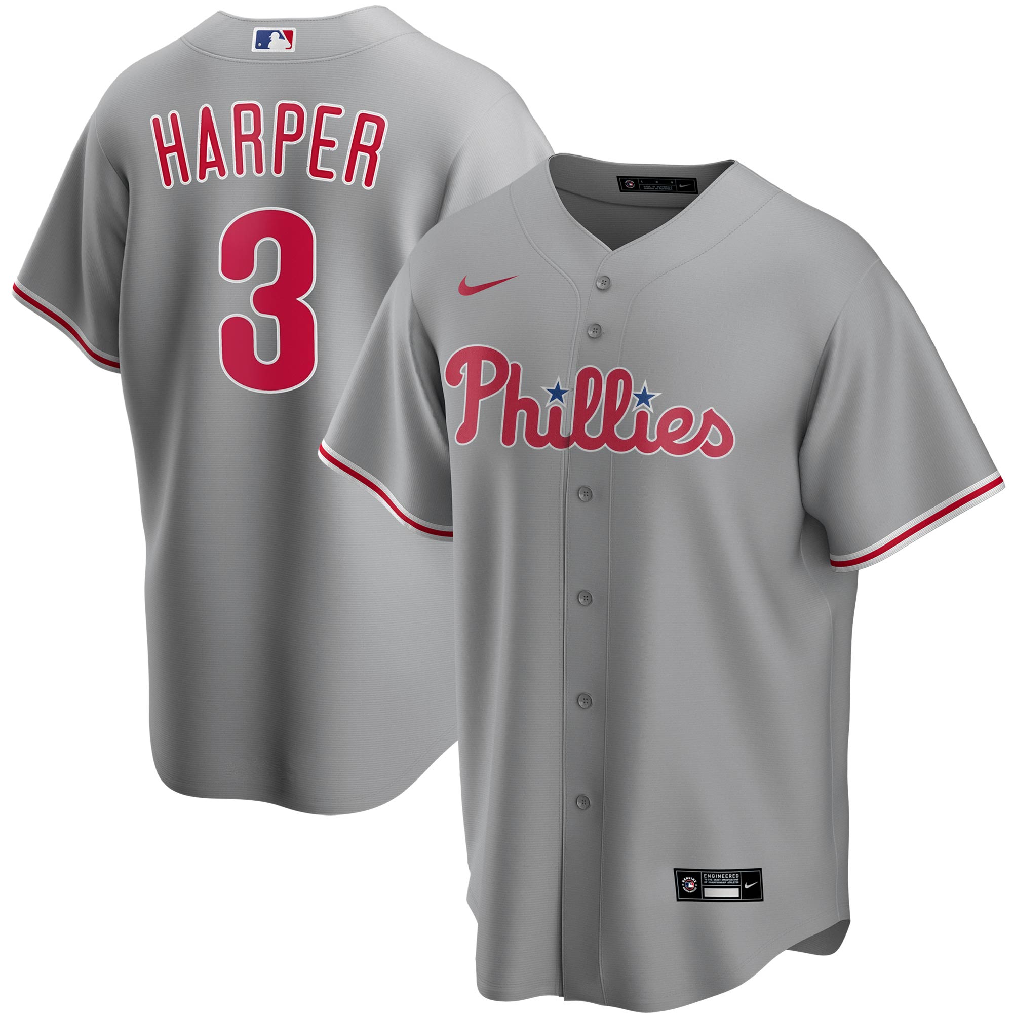 Bryce Harper Philadelphia Phillies Road Replica Player Name Jersey - Gray