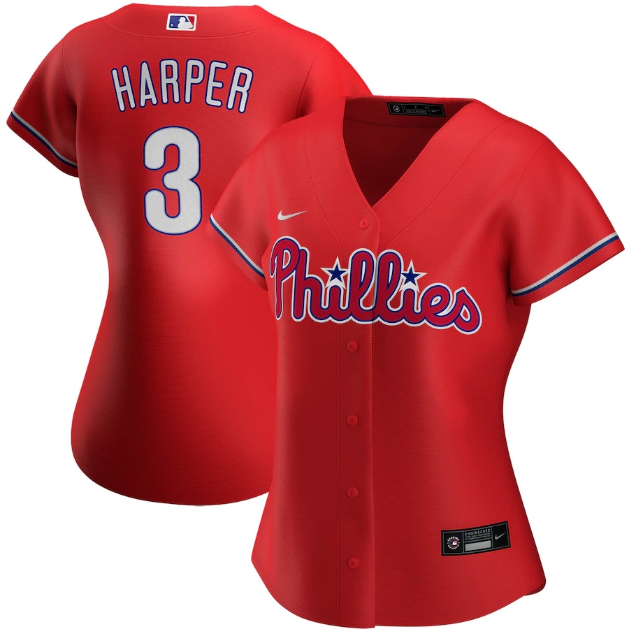 Bryce Harper Philadelphia Phillies Women's Alternate 2020 Replica Player Jersey ÃƒÂ¢Ã¢â€šÂ¬Ã¢â‚¬Å“ Red