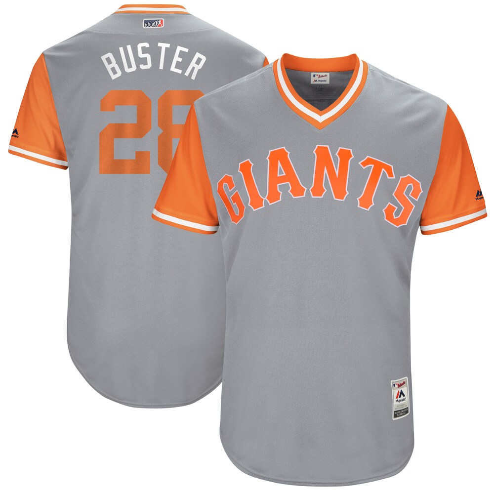Buster Posey "buster" San Francisco Giants Majestic 2017 Players Weekend Jersey - Gray