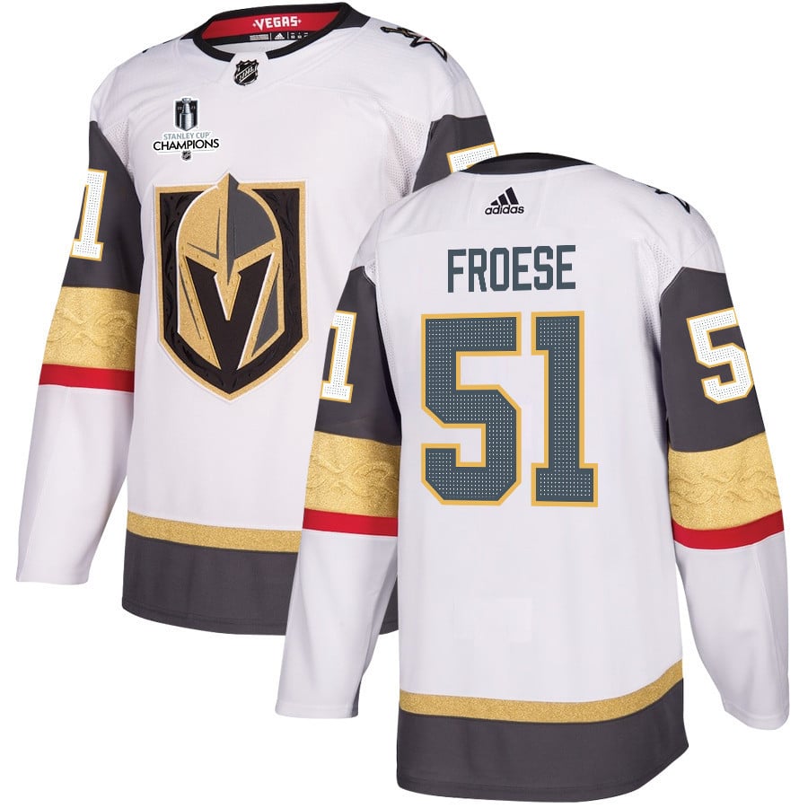 Byron Froese 51 Vegas Golden Knights Stanley Cup 2023 Champions Patch Away Breakaway Men Jersey - White - JS351 