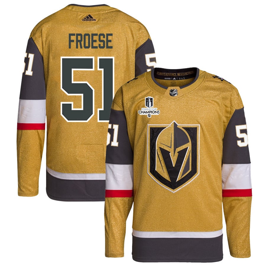 Byron Froese 51 Vegas Golden Knights Stanley Cup 2023 Champions Patch Home Breakaway Men Jersey - Gold - JS911 