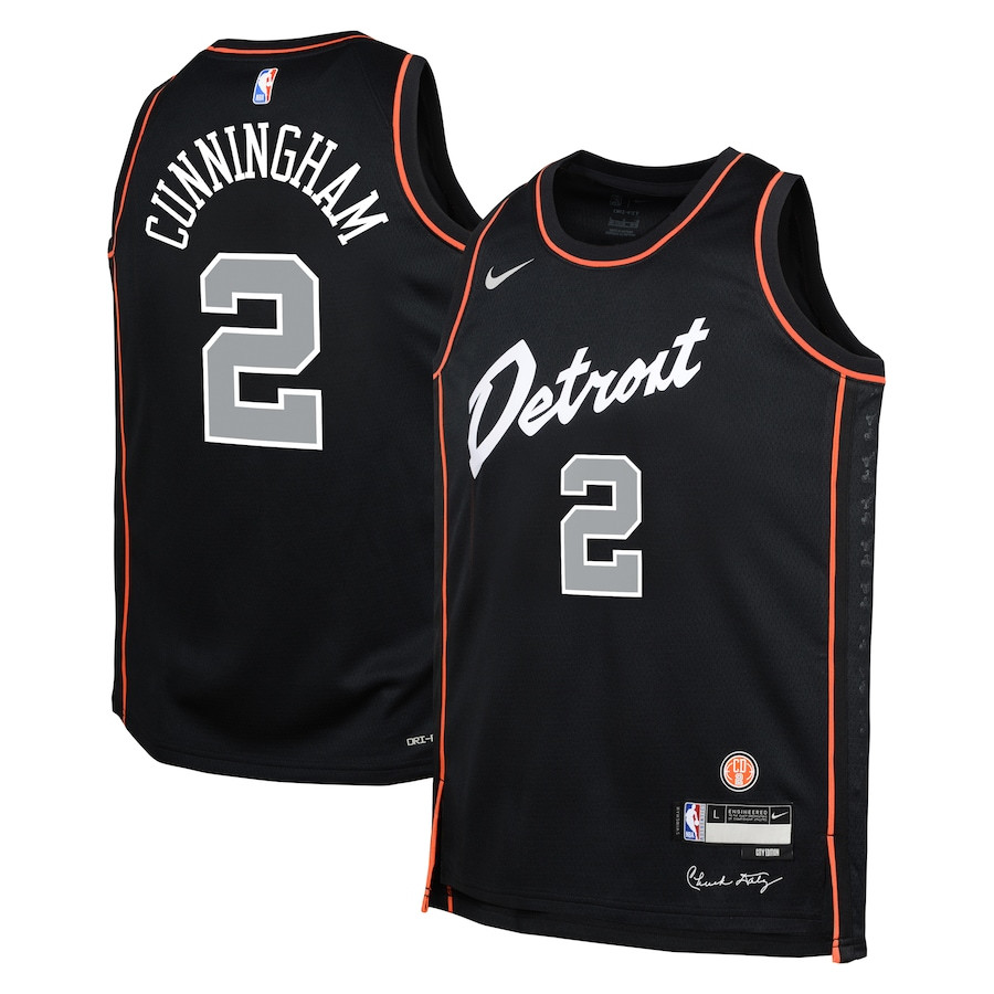 Cade Cunningham 2 Detroit Pistons 2023/24 City Edition Swingman YOUTH Jersey - Black - JS592 