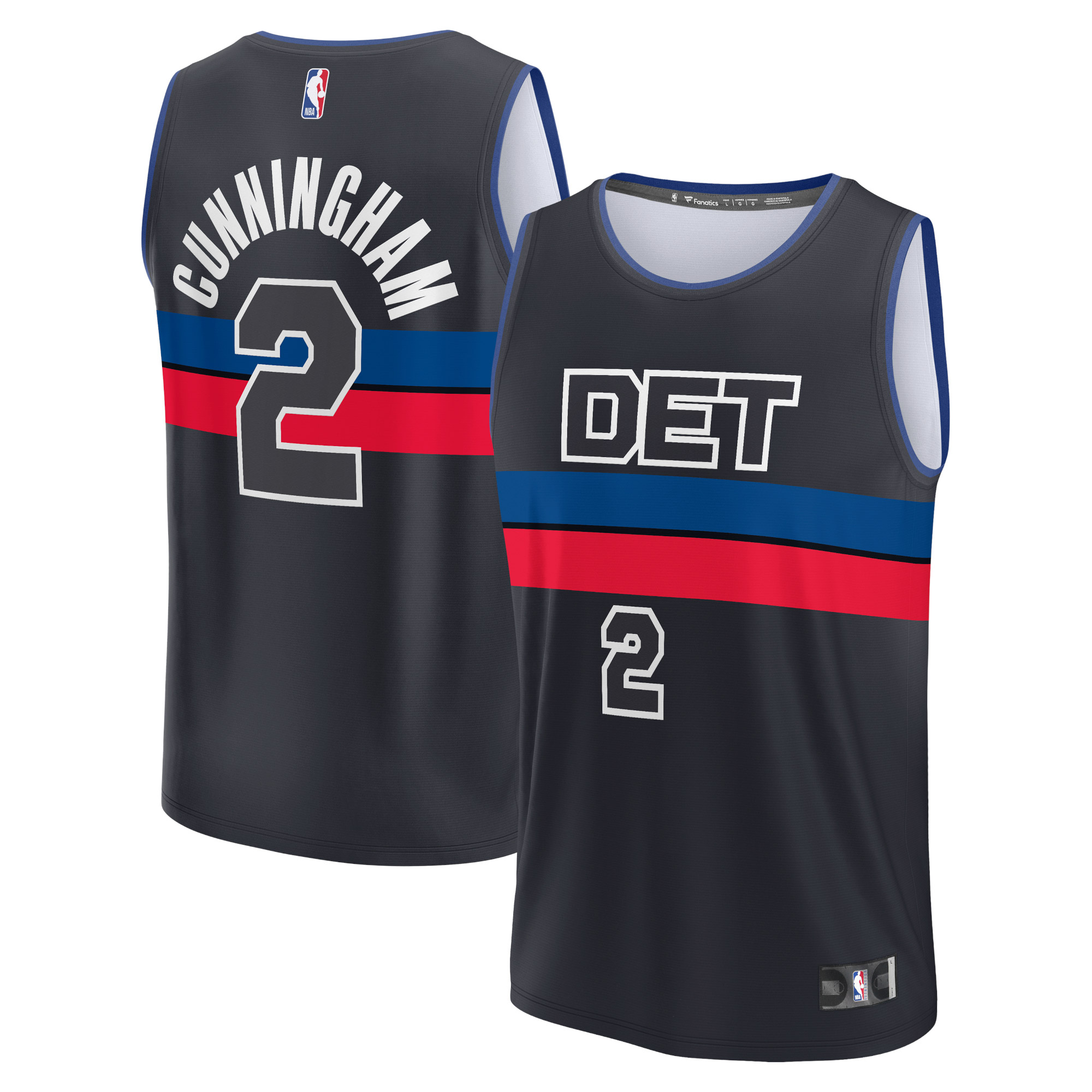Alternative view of Cade Cunningham Detroit Pistons Fanatics Branded Fast Break Replica Player Jersey - Statement Edition - Black