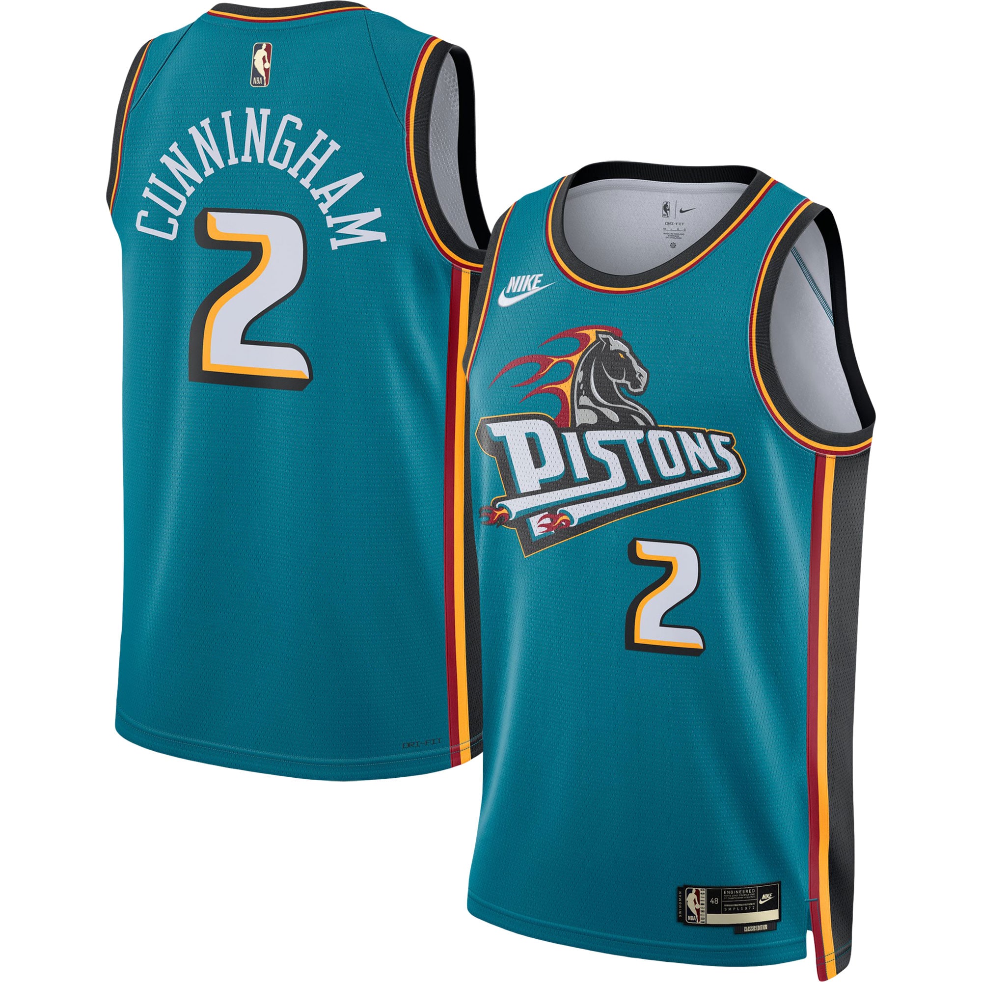 Alternative view of Cade Cunningham Detroit Pistons Swingman Jersey - Classic Edition - Teal