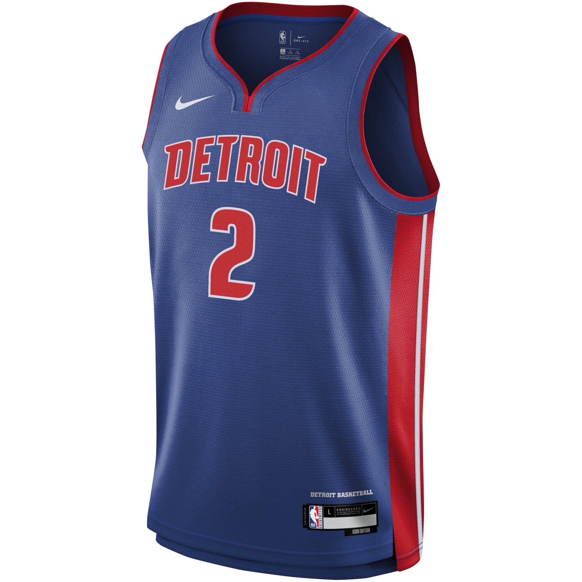 Alternative view of Cade Cunningham Detroit Pistons Youth Swingman Jersey - Icon Edition - Blue