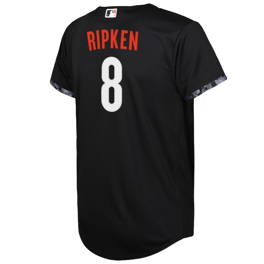 Alternative view of Cal Ripken 8 Baltimore Orioles Youth 2023 City Connect Jersey - Black