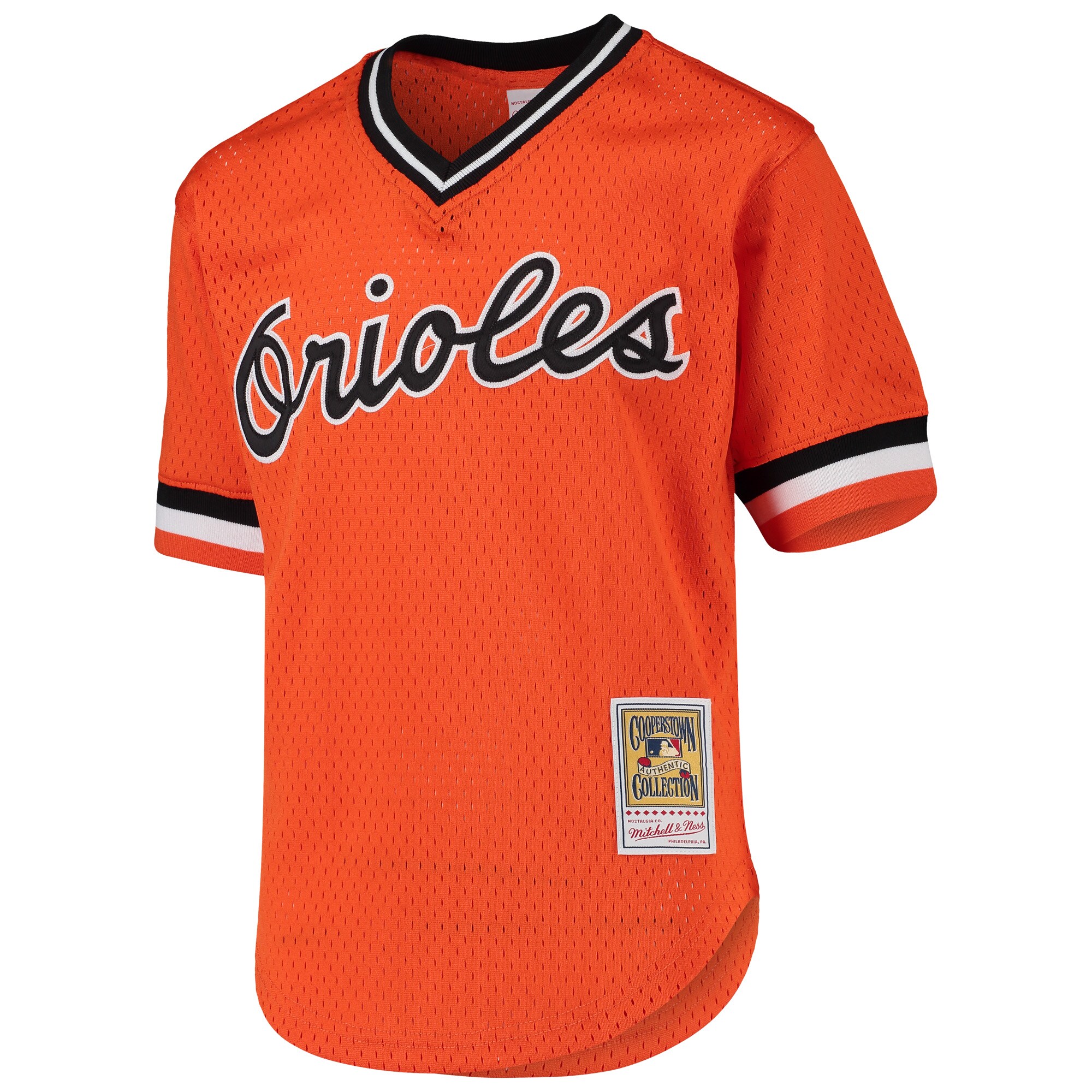 Alternative view of Cal Ripken Jr. Baltimore Orioles Mitchell & Ness Youth Cooperstown Collection Mesh Batting Practice Jersey - Orange