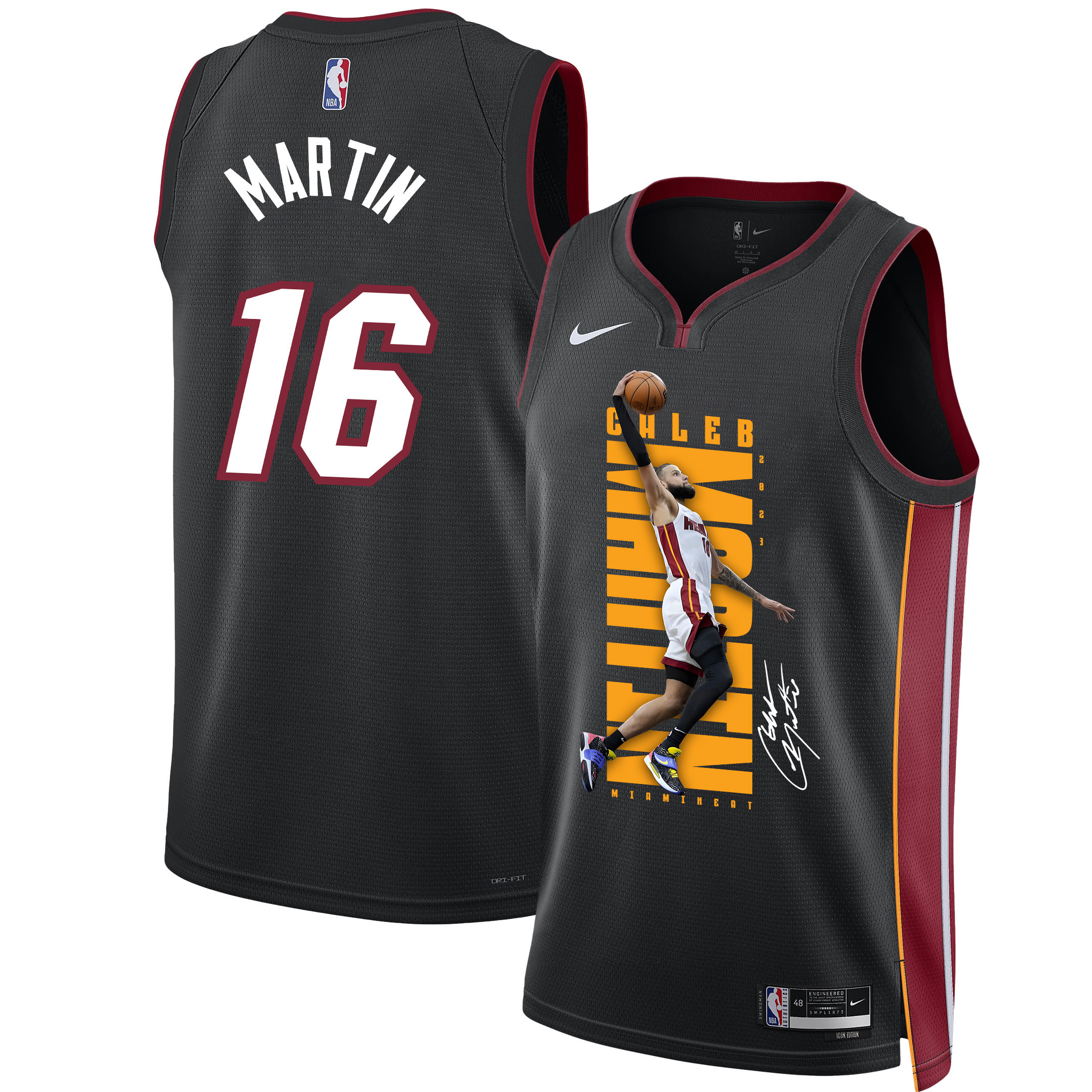Caleb Martin 16 Miami Heat Energizing Force 2023 NBA Champions Swingman Jersey - Black - JS155 