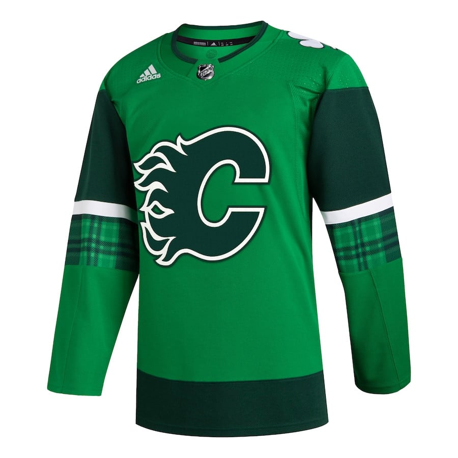 Alternative view of Calgary Flames 2023 St. Patrick's Day Primegreen Men Jersey - Kelly Green - JS643 
