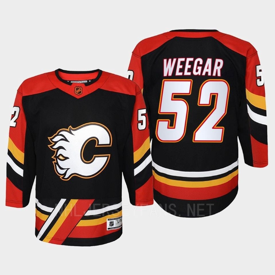 Calgary Flames 52 MacKenzie Weegar Reverse Retro Black Equipment, Youth - JS941 