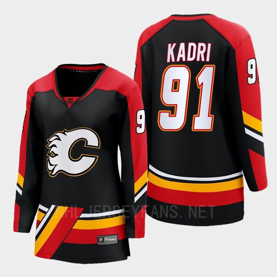 Calgary Flames 91 Nazem Kadri Reverse Retro Black Equipment, Women - JS581 