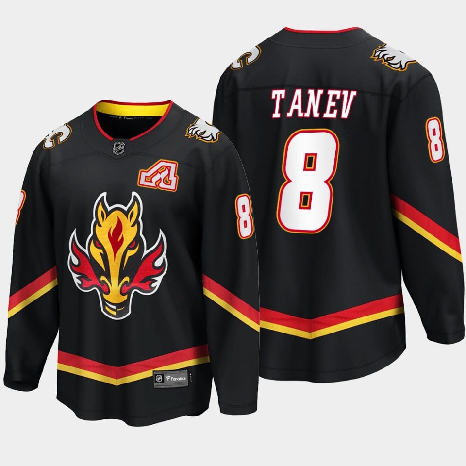 Calgary Flames Christopher Tanev 8 Alternate Black Jersey Breakaway Player - JS473 