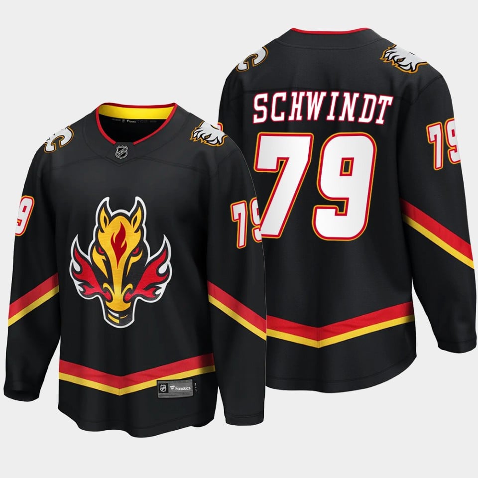 Calgary Flames Cole Schwindt 79 Alternate Black Jersey Breakaway Player - JS481 