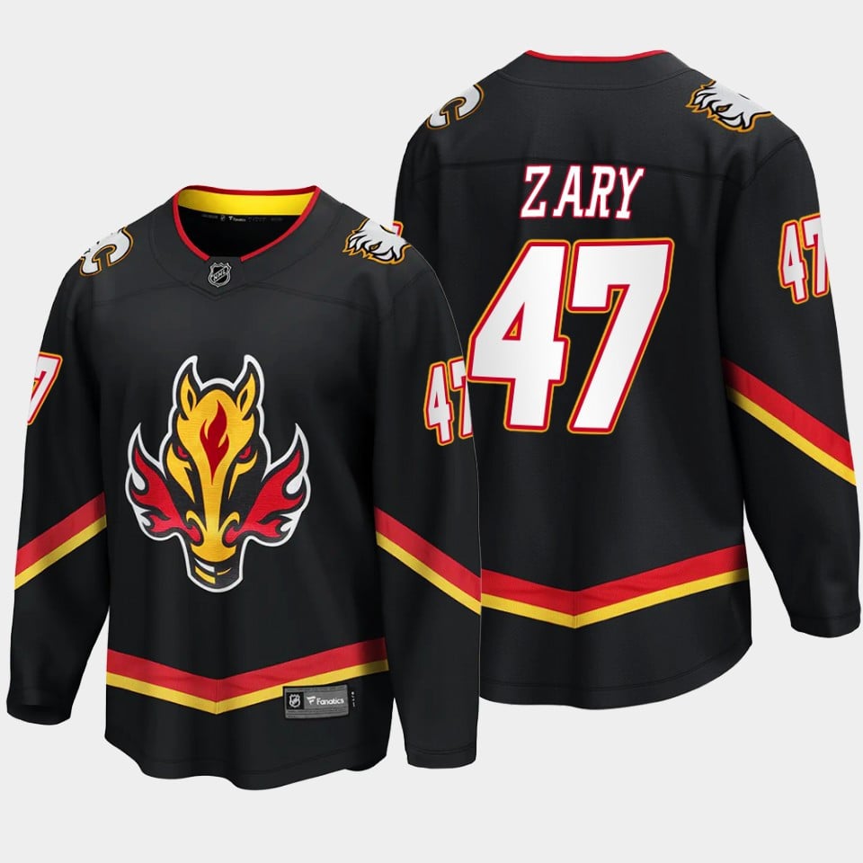 Calgary Flames Connor Zary 47 Alternate Black Jersey Breakaway Player - JS530 