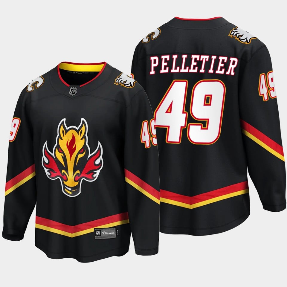Calgary Flames Jakob Pelletier 49 Alternate Black Jersey Breakaway Player - JS736 